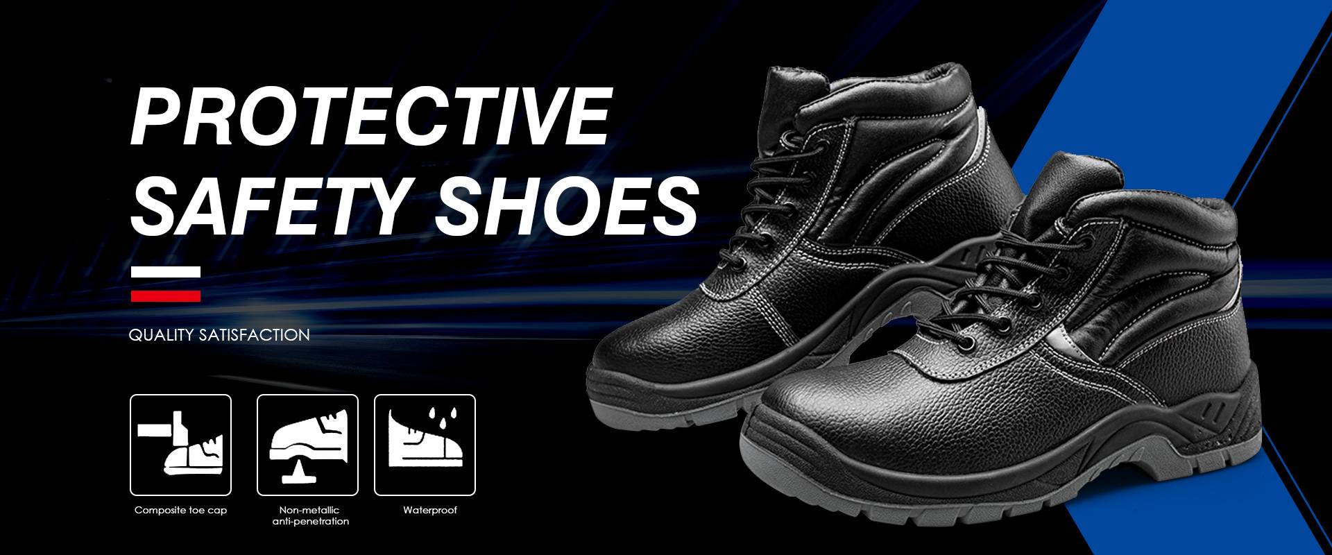 Pure black anti slip labor protection shoes