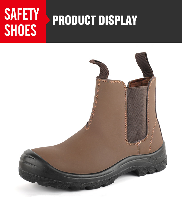 High top brown safety boots