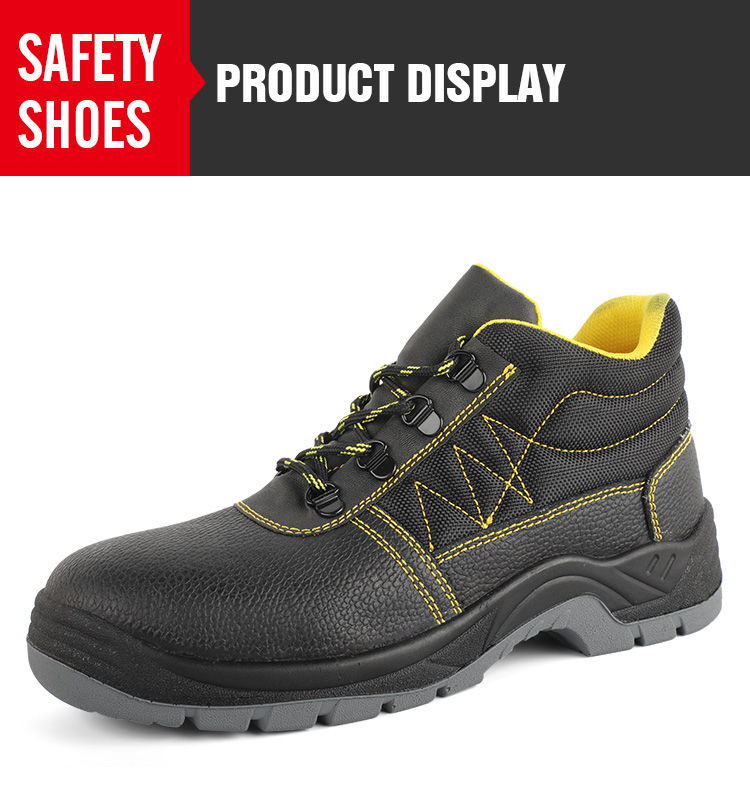Black & yellow outdoor work safety shoes