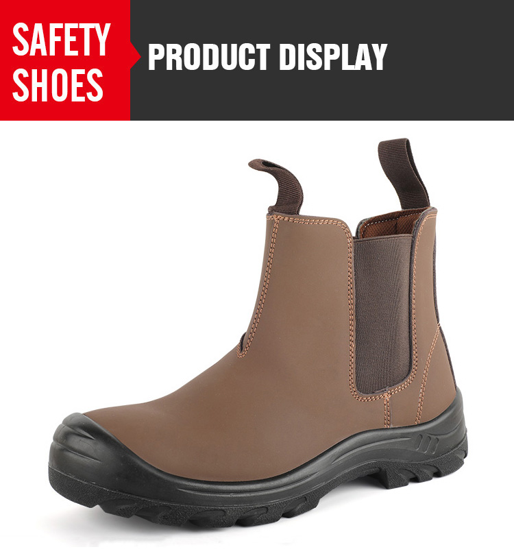 Middle top brown safety boots