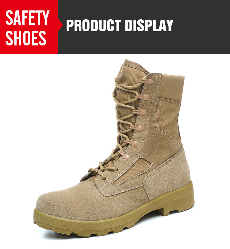 khaki high top safety boots