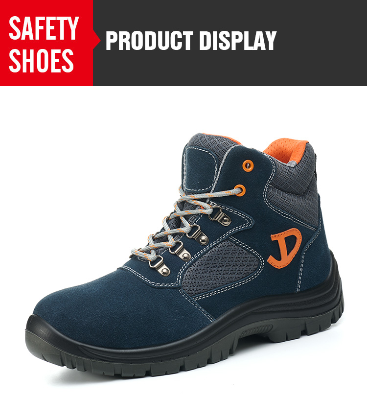 Blue & orange breathable safety shoes